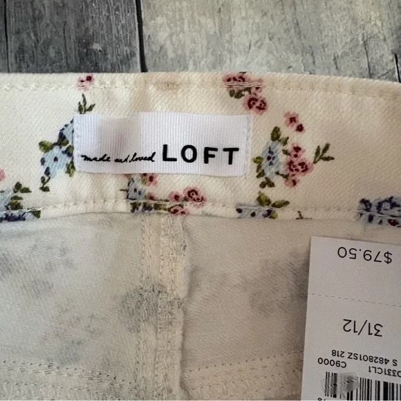 NWT LOFT Floral Modern Skinny White Jeans Sz 31 - 1217 - Picture 5 of 11